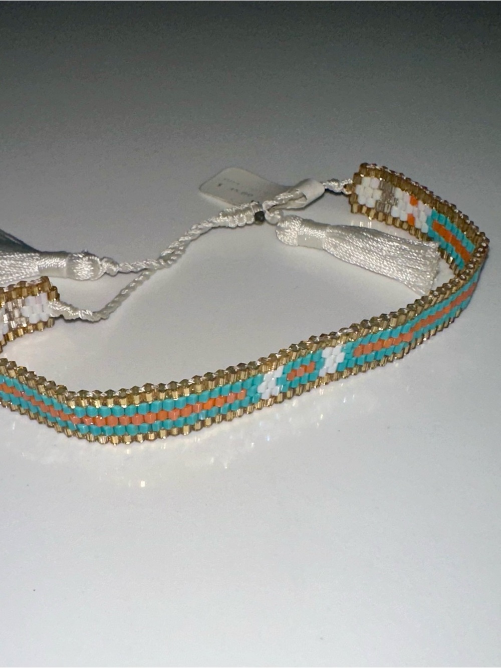 Handmade Turquoise & Gold Seed Bead Bracelet